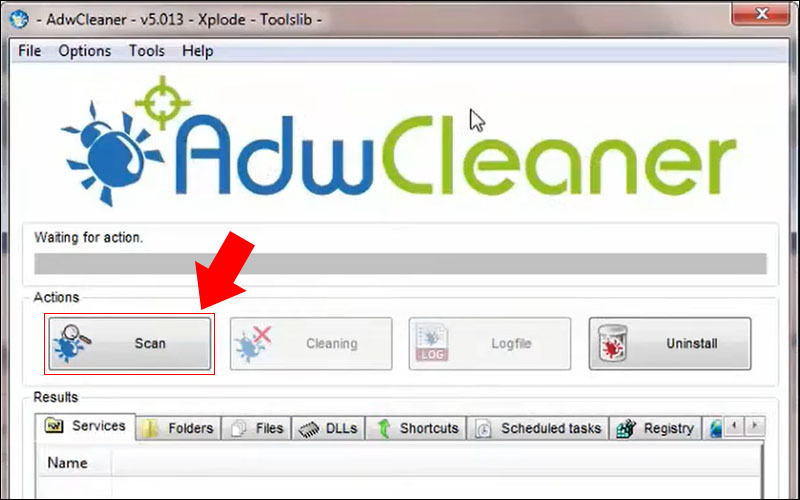 Chọn Scan để phần mềm tiền h&agrave;nh t&igrave;m kiếm c&aacute;c chương tr&igrave;nh g&acirc;y hại